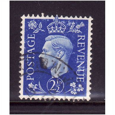 GREAT BRITAIN 1937 SG466 2 1/2d ULTRAMARINE FINE USED #1