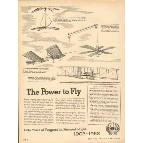 shell oil company 1953 the power to fly aviation history vintage ad