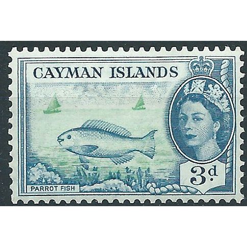 Cayman Islands 1955 SG154 3d Bright Green & Blue Mounted MInt . . ..