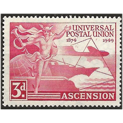 Ascension Island 1949 SG52 3d Carmine UPU Mounted Mint . ..
