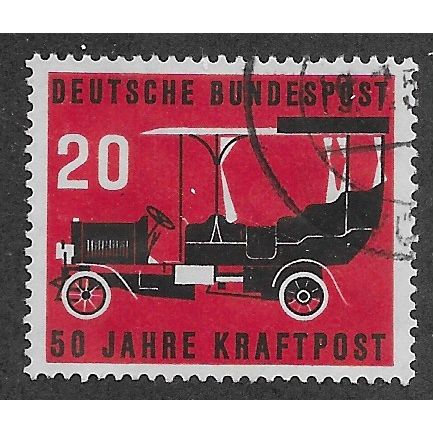 GER 1955 10pf '50TH DEATH ANN OF POSTAL VEHICLES ' FINE USED (EBID63-114)