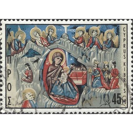 CYPRUS, CHRISTMAS, Madonna and Child, grey & blue 1969, 45mils, #2