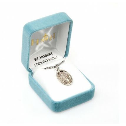 St. Hubert, Patron Saint of Hunters, Sterling Silver Neckace