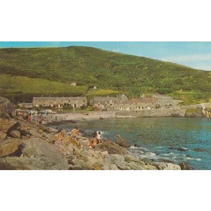 Portholland Cornwall Family Playing In Rocks Vintage 1970s St Austell Postcard