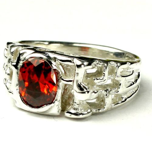 Garnet CZ, 925 Sterling Silver Men's Ring, SR197