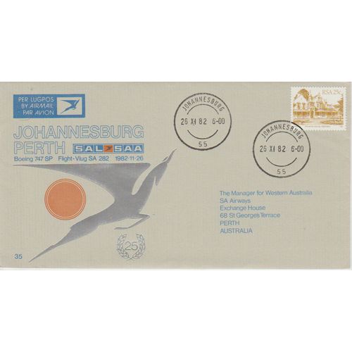 South Africa 1982 Johannesburg Perth 747 First Flight Cover see other listings