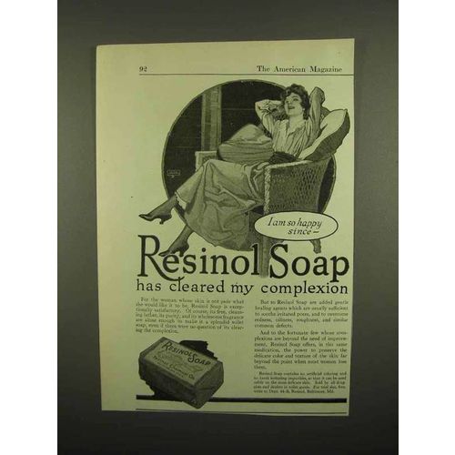 1918 Resinol Soap Ad - Has Cleared My Complexion