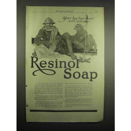 1918 Resinol Soap Ad - Your Boy Over There Will Welcome