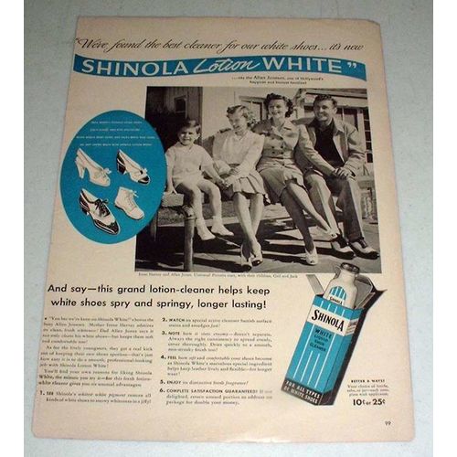 1942 Shinola Shoe Cleaner Ad, Irene Hervey, Allan Jones
