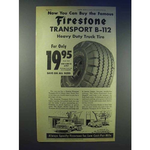 1955 Firestone Transport B-112 Heavy Duty Truck Tire Ad