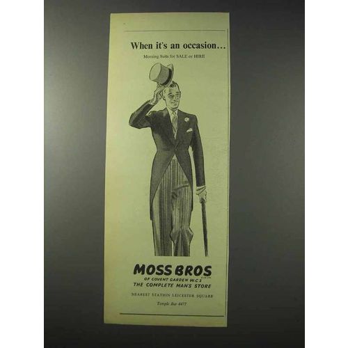 1958 Moss Bros Morning Suits Ad - It's an Occasion