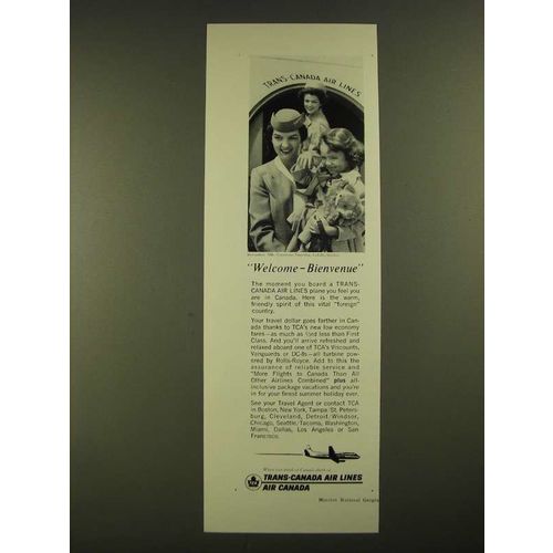 1961 TCA Trans-Canada Air Lines Ad - Welcome Bienvenue