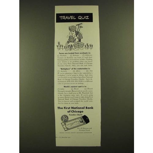 1961 The First National Bank of Chicago Ad - Travel Quiz