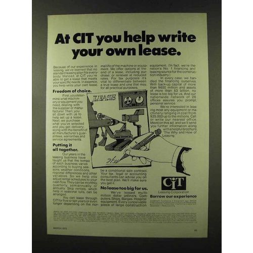 1973 CIT Leasing Ad - Help Write Your Own Lease