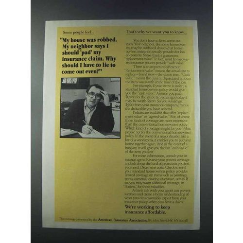 1981 American Insurance Association Ad - House Robbed