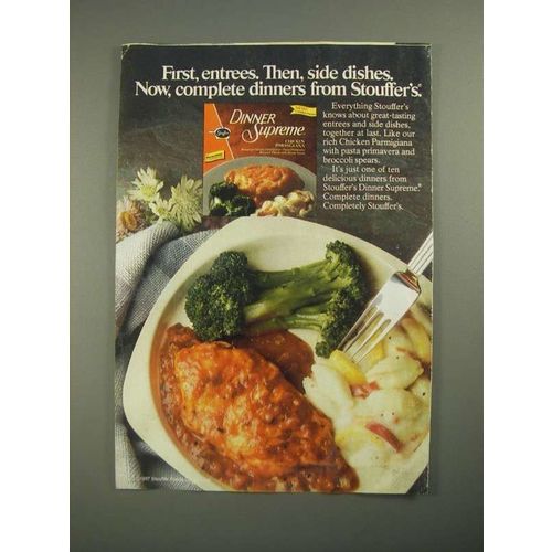 1987 Stouffer's Dinner Supreme Chicken Parmigiana Ad - Complete Dinners