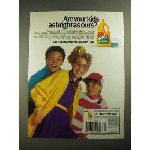 1987 Vivid All-Fabric Bleach Ad - Are Your Kids As Bright As Ours?