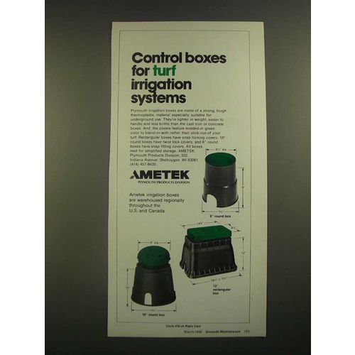 1988 Ametek Irrigation Boxes Ad - For Turf Irrigation Systems