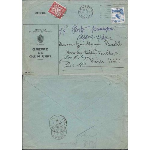 France 1940 30c Postage Due nicely tied from Switzerland