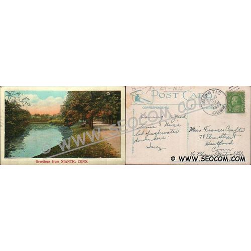 CT Niantic Postcard Greetings From Niantic Conn ct_box4, getfrom3, ~1615