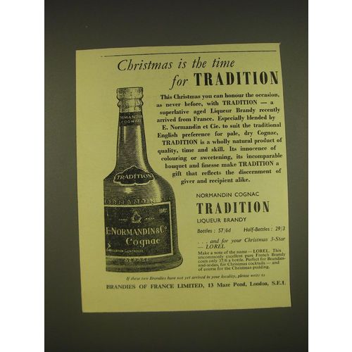 1955 Normandin Tradition Liqueur Brandy Ad - Christmas is the time for Tradition