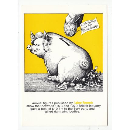 Piggy Bank Margaret Thatcher Political Satire Postcard