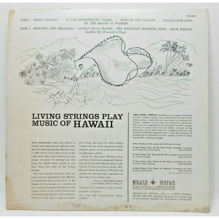 Living Strings Play Music of Hawaii LP Vinyl Record Album Living Stereo (P2)