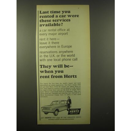 1965 Hertz Rent a Car Ad - Last time you rented a car were these services