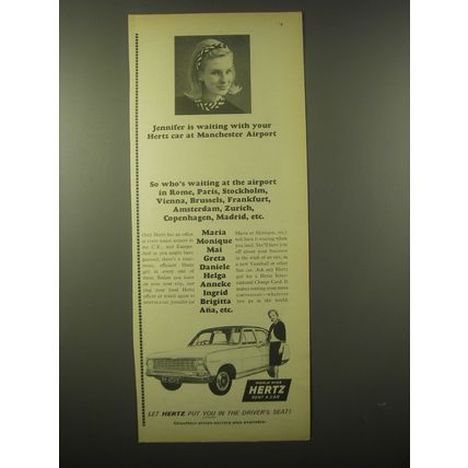 1965 Hertz Rent a Car Ad - Jennifer is waiting with your Hertz car