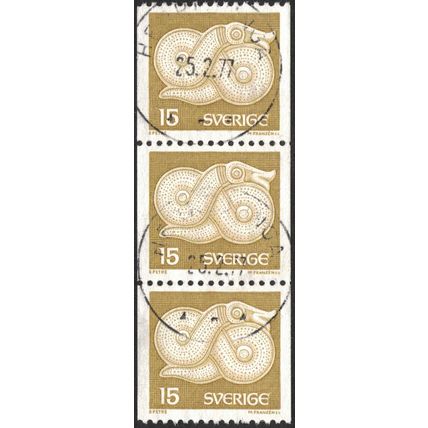 Sverige / Sweden - Facit #971 LYX / PRAKTstämplat 3-strip HERRLJUNGA 25.2.77