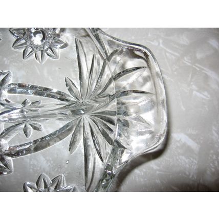 Vintage Oval Glass Handled 2 Section Relish Dish