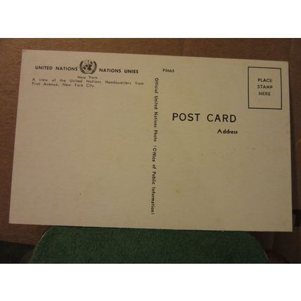 HEADQUARTERS, UNITED NATIONS BUILDING, NEW YORK CITY, USA unused postcard =