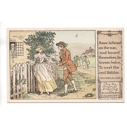 ARTIST DRAWN POSTCARD BY RANDOLPH CALDECOTT COME LASSES AND LADS (2053)