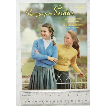 Vintage: Sirdar 603 girl's cardigan, round or V neck, DK