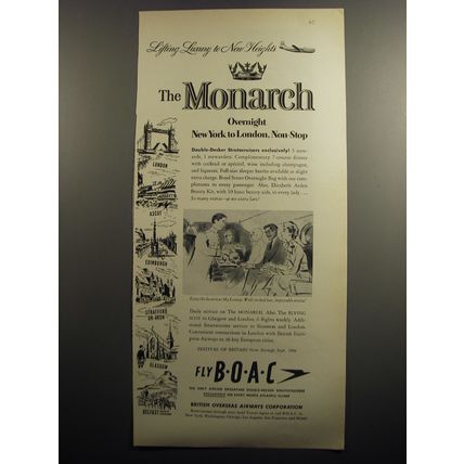 1951 BOAC British Overseas Airways Corporation Ad - Lifting luxury