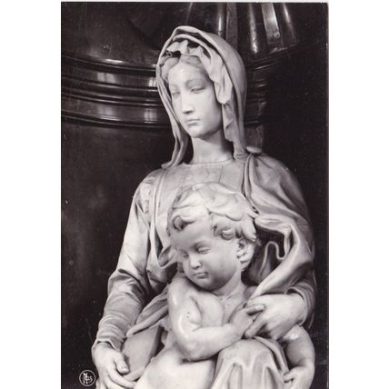 Michelangelo Madonna detail Brugge Belgium Real Photograph Postcard unused VGC
