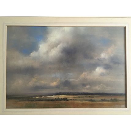 Original Painting by David Mynett Burgundy After Their Harvest 1984 Framed