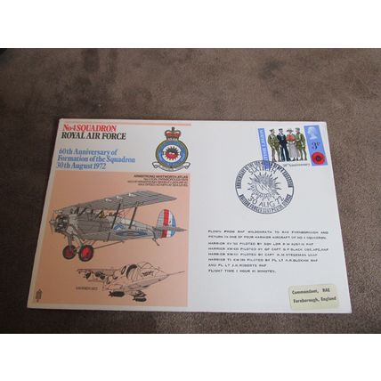 Flown 1972 RAF Museum GB Cover - Royal Air Force No 4 Squadron