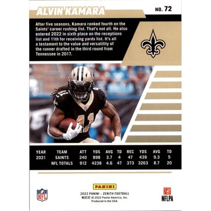 2022 Zenith Football Alvin Kamara