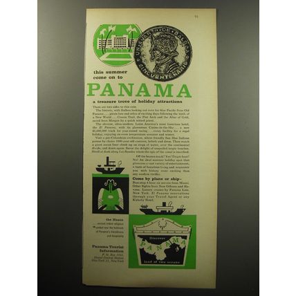 1957 Panama Tourism Ad - This summer come on to Panama
