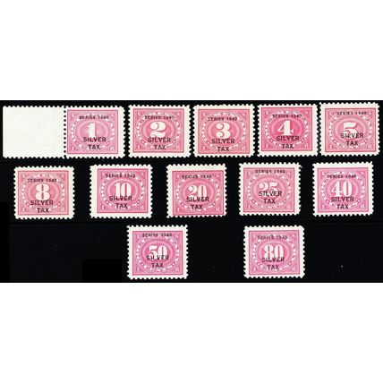 RG37-48, Mint LH (50¢ is NH) Silver Tax Stamps CV $435 * Stuart Katz