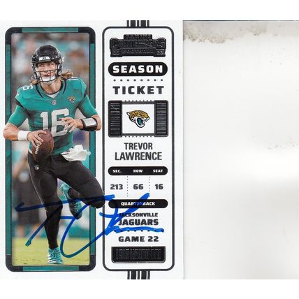 TREVOR LAWRENCE 2023 AUTOGRAPHED JACKSONVILLE JAGUARS PLAYOFF QUARTERBACK CARD