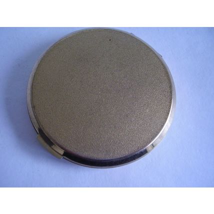 Vintage Cream Powder Compact Brass Machine Turned Spiral Design