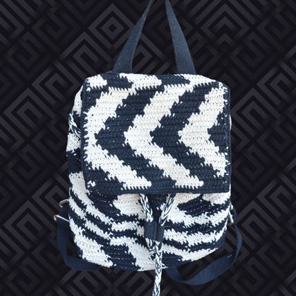 Wild Fable Black and White Chevron Knit Small Backpack