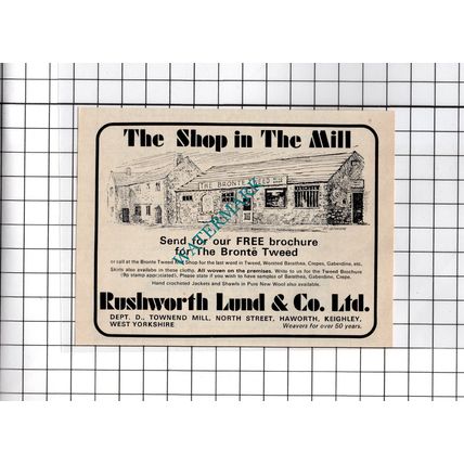 The Bronte Tweed Mill Shop Haworth Rushworth Lund & Co Ltd - 1976 Advert