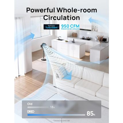 Dreo Fan for Bedroom, 120° Oscillating Standing Fans,Quiet Floor Fan with DC Mot
