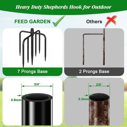 FEED GARDEN Shepards Hooks for Outdoor Bird Feeder Pole 92 Inch Adjustable Tall