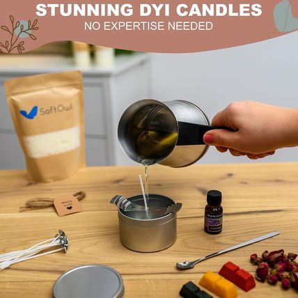Softowl Premium Soy Candle Making Kit with Electric Melter - Soy Wax, Big 7Oz Ja