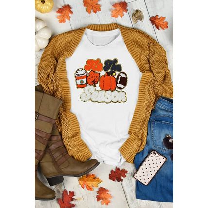 White Tis The Season Pumpkin Spice Latte Lover Graphic Crewneck T Shirt