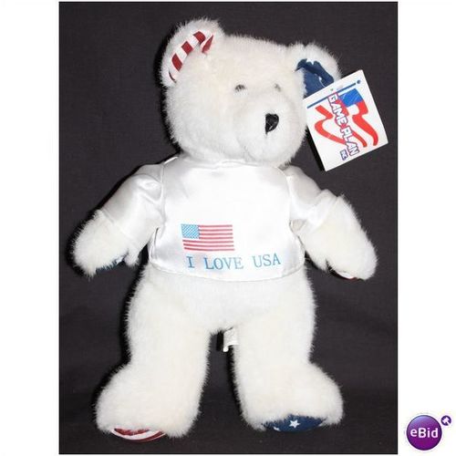 Game Plan I Love USA Bear Plush WT